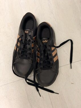 adidas Women's Black Sneakers with Brown Stripes